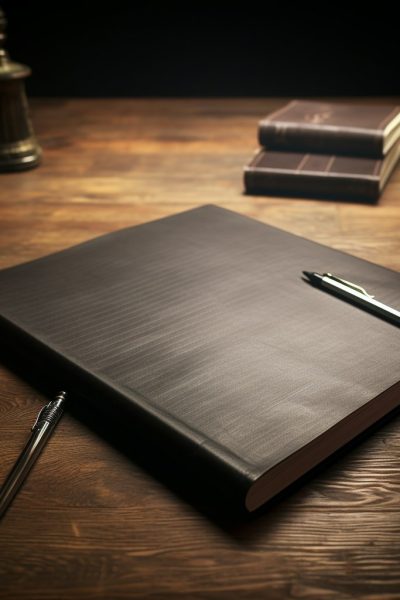 Scholarly Repose with Fountain Pen and Leather Bound Books